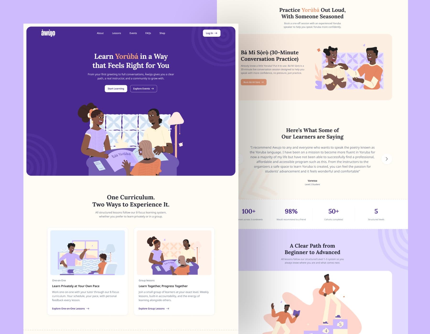 Àwùjọ – EdTech, Web app – a warm, structured home for Yorùbá learning.