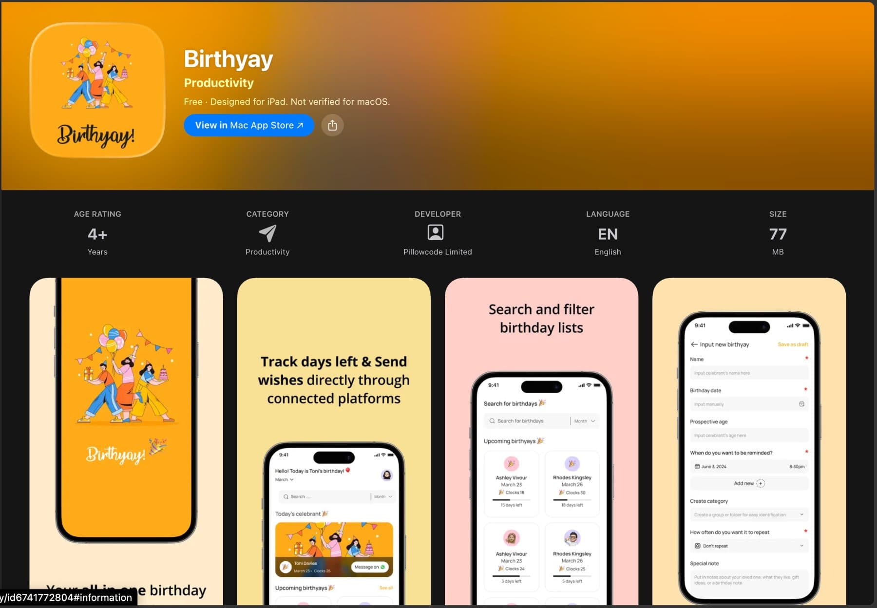 Birthyay – Consumer app, Mobile – you might never forget a birthday again.